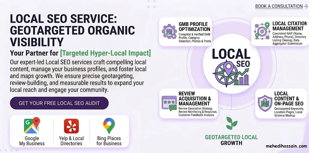 Local SEO services by Mehedi Hossain for Google Maps and Local Pack ranking